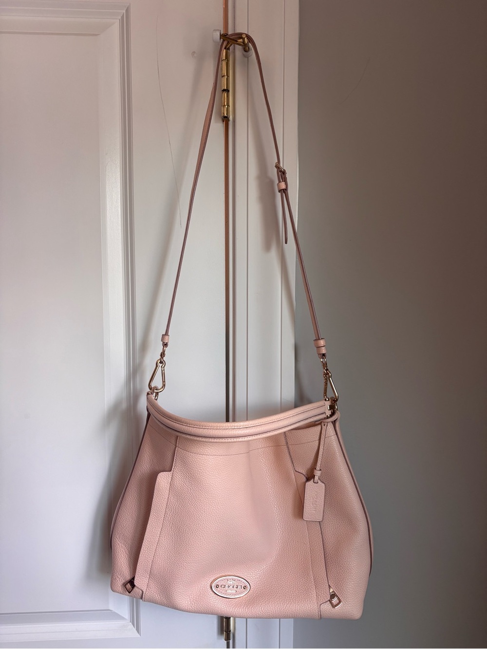 Coach Pebbled Leather Hobo Bag in Light Pink/nude